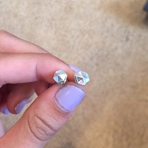 hexagon silver earrings